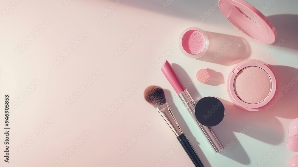 Poster a stylish assortment of essential cosmetic products is neatly displayed, highlighting the beauty too