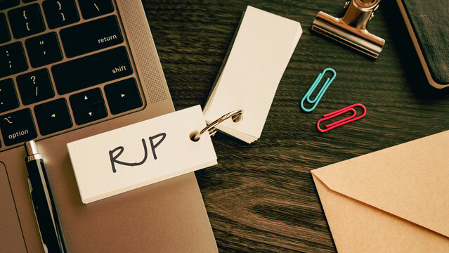 There is word card with the word RJP. It is an abbreviation for Realistic Job Preview as eye-catching image.