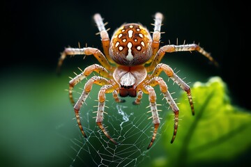 Spider resting after spinning its web, captured in a photo where the spider seems to be taking a moment to appreciate its work