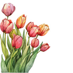 tulips painting watercolour vector illustration for background