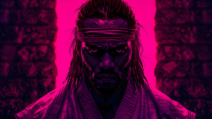 Obraz premium Man Practicing Martial Arts Man With Black