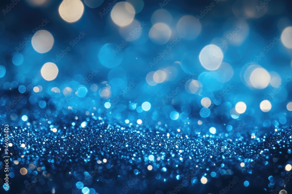 Poster blue glitter background with bokeh. perfect for adding sparkle and elegance to your design projects.