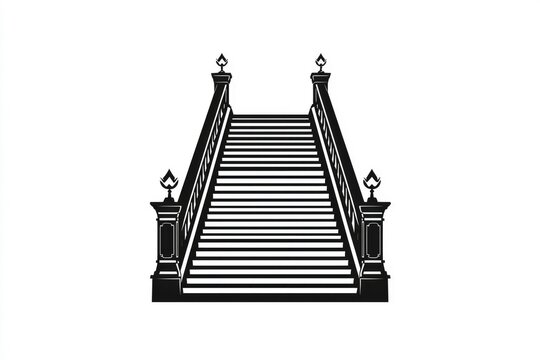 recommend clip art: Elegant Black and White Staircase with Railing