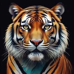Fototapeta premium Colorful Tiger Portrait Wild Jungle Cat Painting Beautiful Animal Background Graphic Design