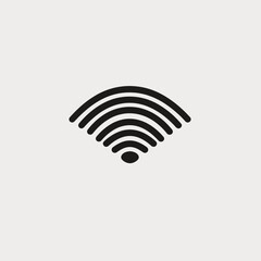 Minimalist black Wi-Fi signal icon on a plain white background.