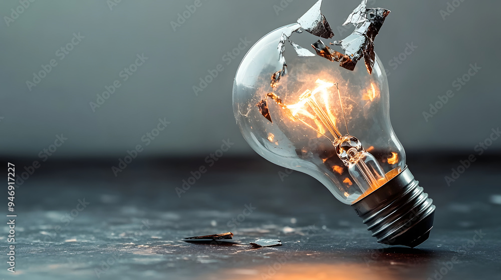 Poster broken light bulb, illustrating failure and new ideas. it is something that cannot be fixed. broken 