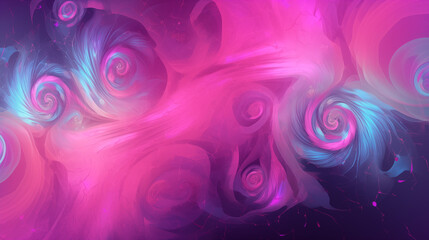 Obraz premium Fluid Neon Swirls in a Dreamy Pink and Blue Cosmic Flow