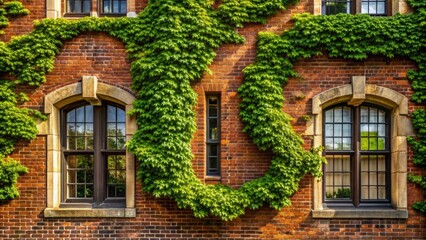Ivied brick walls adorned with elegant serif typography evoke a sense of classic academia and prestige at a revered institution of higher learning.
