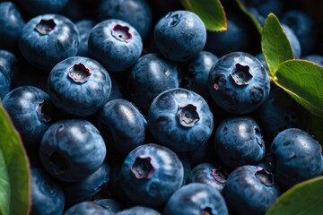 Fototapeta premium A highly details of blueberries, hight contrast in the afternoon