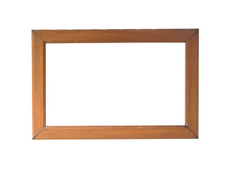 Old wooden picture frame on white background. This has clipping path.