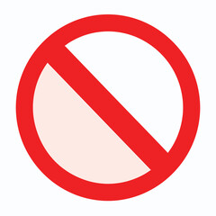 Red prohibition sign with a diagonal line on a white background, indicating restriction or no entry.