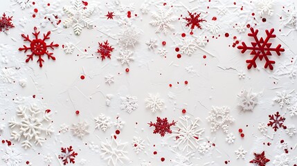 White and Red Festive Snowflake Pattern