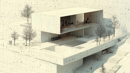 Modern Architectural Design with Minimalist Aesthetic and Geometric Shapes