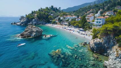Fototapeta premium Aerial View of a Picturesque Beach in Greece