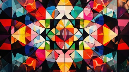 Obraz premium Abstract Geometric Artwork with Vivid Colors and Triangles