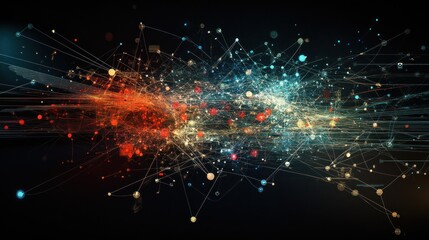 Fototapeta premium Abstract digital network with glowing nodes and lines