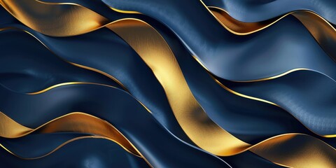 Obraz premium Abstract Gold and Blue Waves