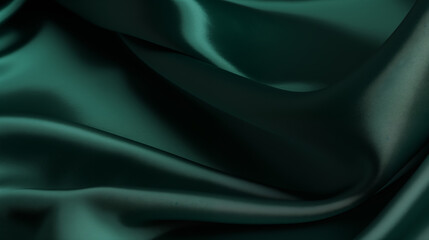 Obraz premium Emerald Green Silk Fabric Close-up Smooth Waves
