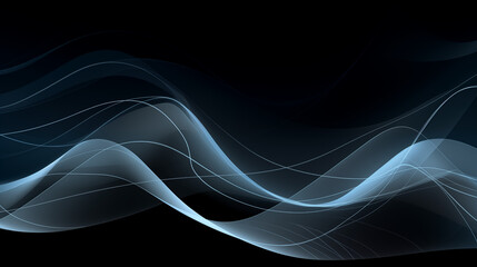 Fototapeta premium Dynamic Curved Blue Wave Lines On Dark Background Digital Art