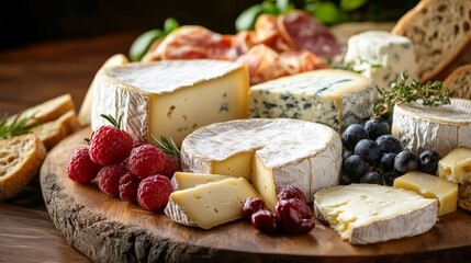 Artisanal cheese board with an assortment of cheeses