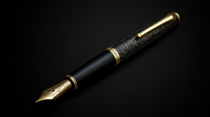 Naklejka premium Elegant Black and Gold Fountain Pen