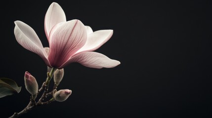 Fototapeta premium Delicate Magnolia Blossom in Dark Background