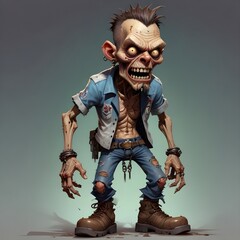 Colorful Zombie Portrait Painting Evil Horror Monster Fantasy Character Graphic Design