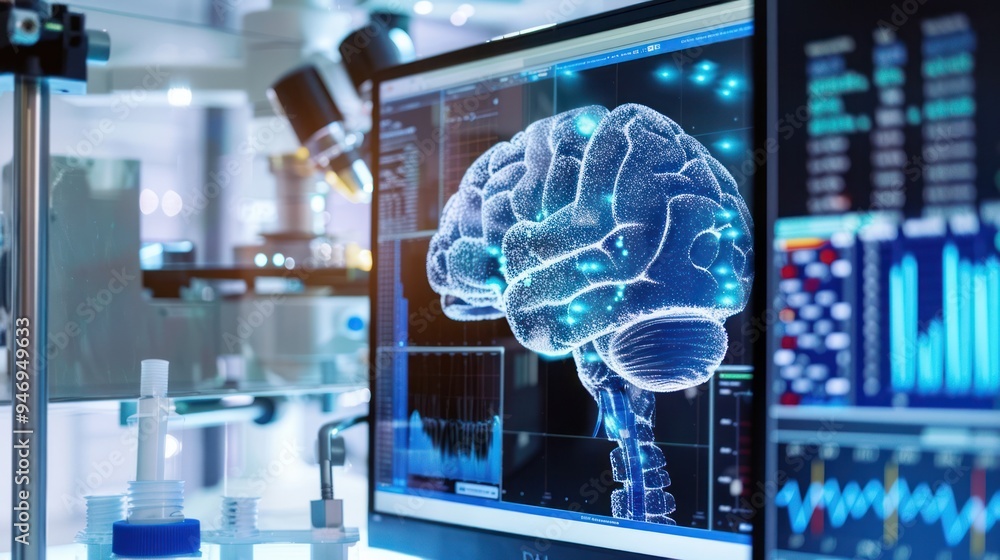 Poster digital brain representation on computer screen