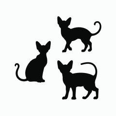 Sphynx Cat Silhouette Vector Set Animals Illustration Template