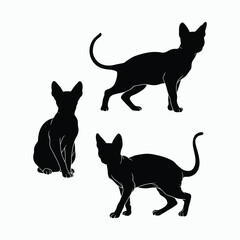 Sphynx Cat Silhouette Vector Set Animals Illustration Template