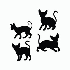 Sphynx Cat Silhouette Vector Set Animals Illustration Template
