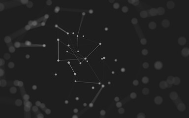 Abstract background. Molecules technology with polygonal shapes, connecting dots and lines. Connection structure. Big data visualization.