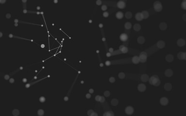 Abstract background. Molecules technology with polygonal shapes, connecting dots and lines. Connection structure. Big data visualization.