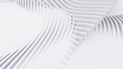 Abstract Curved Shapes. White Circular Background.