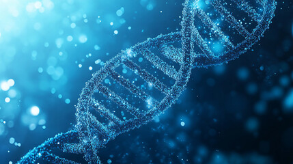 DNA structure, abstract background. Blue DNA double helix