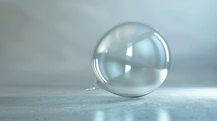 A close-up view of a light bulb sitting on a table, with the glass and metal components visible