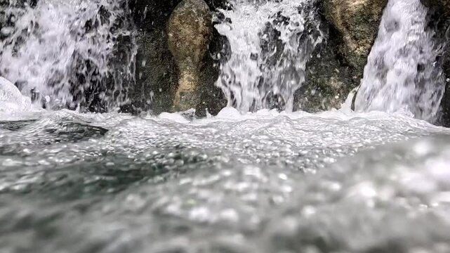 cascada en selva tropical, manantial de aguas cristalinas