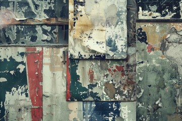 A close-up shot of peeling paint on a worn-out wall, great for use in renovation or construction-related content