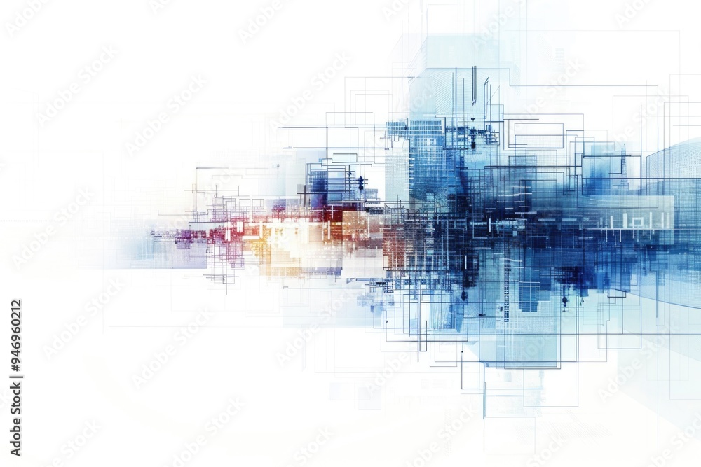 Poster A city with many buildings and structures, perfect for use in urban planning or architecture projects