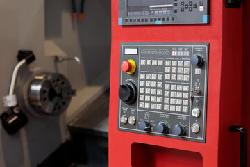metalworking slant bed CNC lathe machine close up