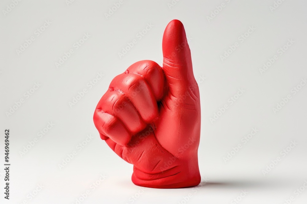 Aufkleber a close-up shot of a red-gloved hand with the index finger held up to signal stop or halt