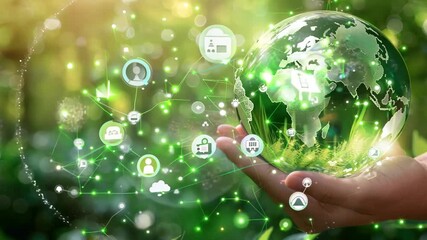 Hand protecting globe, Ecology and Environment concept