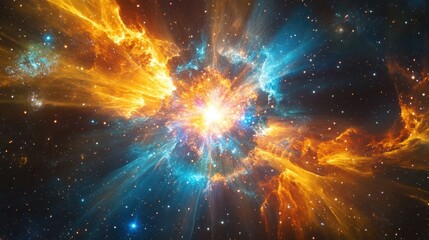 Fototapeta premium Cosmic Explosion with Bright Light and Nebulas