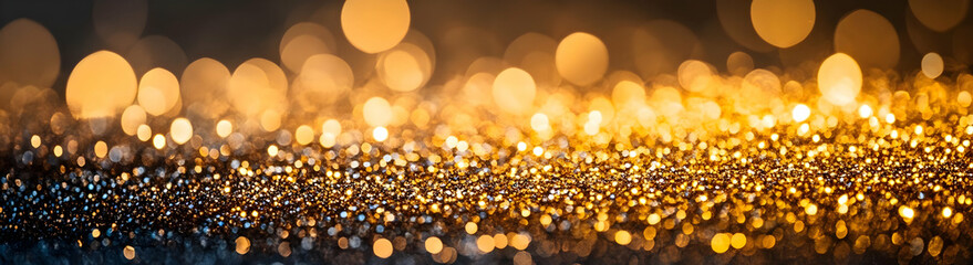 Golden Glitter Background with Bokeh Lights