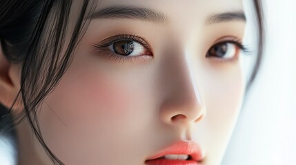 Close-up of a Woman's Eye, Nose, and Lips