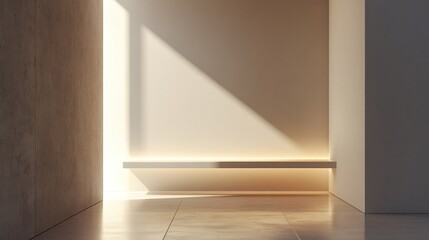 Fototapeta premium Minimalist Interior Design with a Single Beam of Sunlight