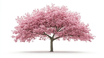 Obraz premium A tree in full bloom, standing alone on a white background, representing growth, life, and natural beauty.