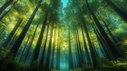 Sunlight Filtering Through a Dense Forest Canopy