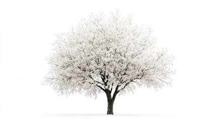 Obraz premium A tree in full bloom, standing alone on a white background, representing growth, life, and natural beauty.