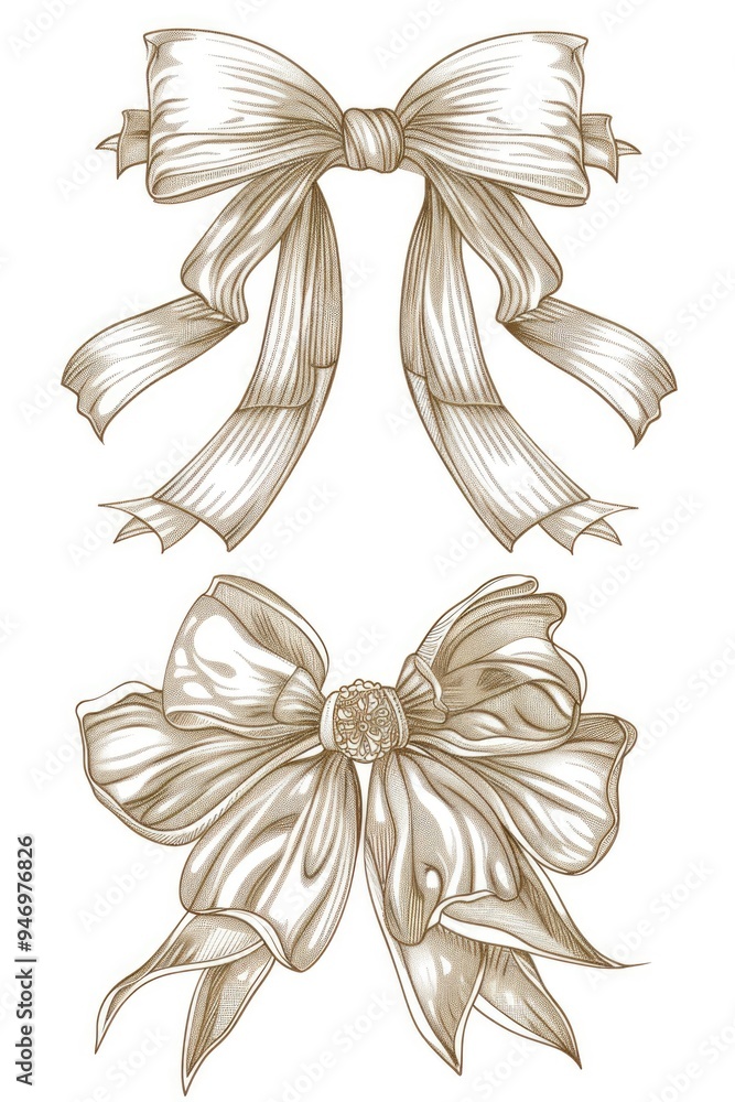 Poster two colorful bows on a plain white background
